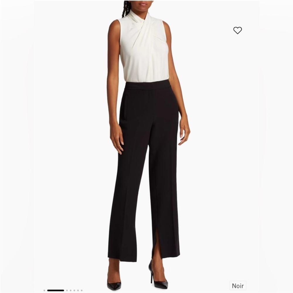 Tahari ASL Pants - black wide leg career slacks with front seam and slit